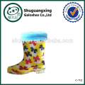 botas de chuva borboleta infantil sapatos de flor amarela C-702